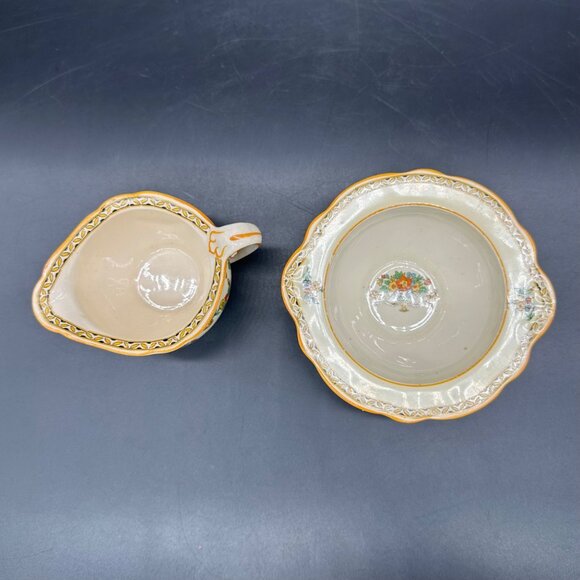 Vintage Floral Creamer Sugar Bowl Set 1920s Art Nouveau John Maddock & Sons - Picture 6 of 10